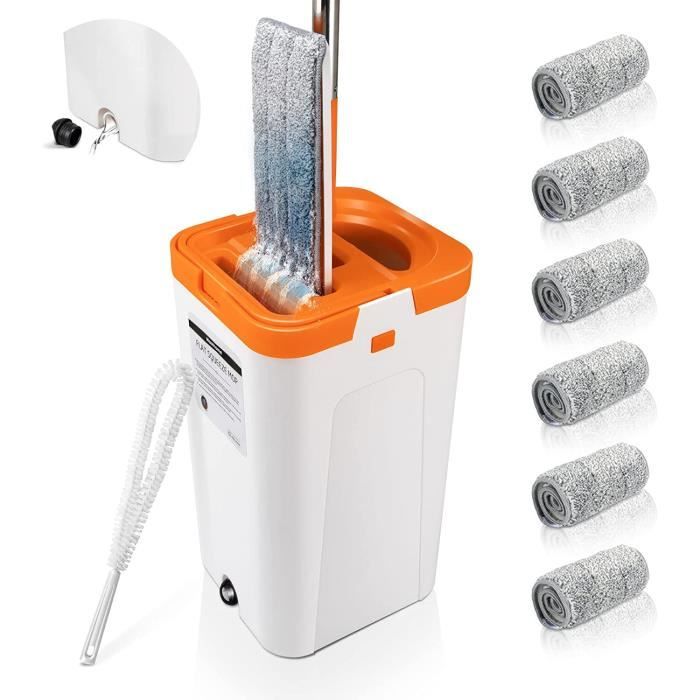 Balai Serpillère et Seau Essoreur, Balai Microfibre Plat avec Seau à Séparer L