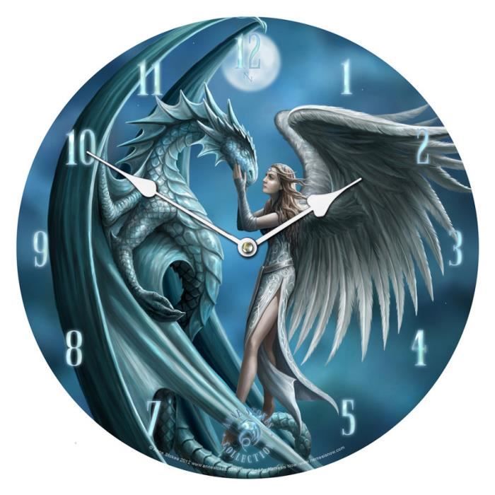 Horloge Mural Heroic Fantasy Motif Dragon Et Femme Ailee Cdiscount Maison