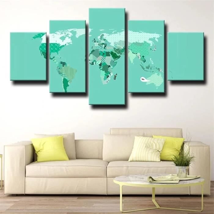 Tableau Sur Toile Tulup – 100x50cm, Impression Ancienne Carte Du Monde, Déco Murale