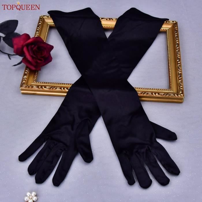 Gant - mitaine,gants de mariée en soie pour femme,longueur de bras,avec  doigts,accessoires de mariage pour - Black[E3757] - Cdiscount Prêt-à-Porter