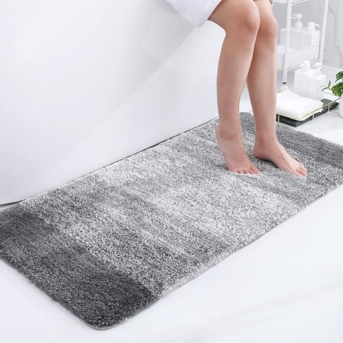 Tapis De Bain Extra Large RTBQJ-AT Microfibre Antidérapant - Gris - 120 X 80 Cm