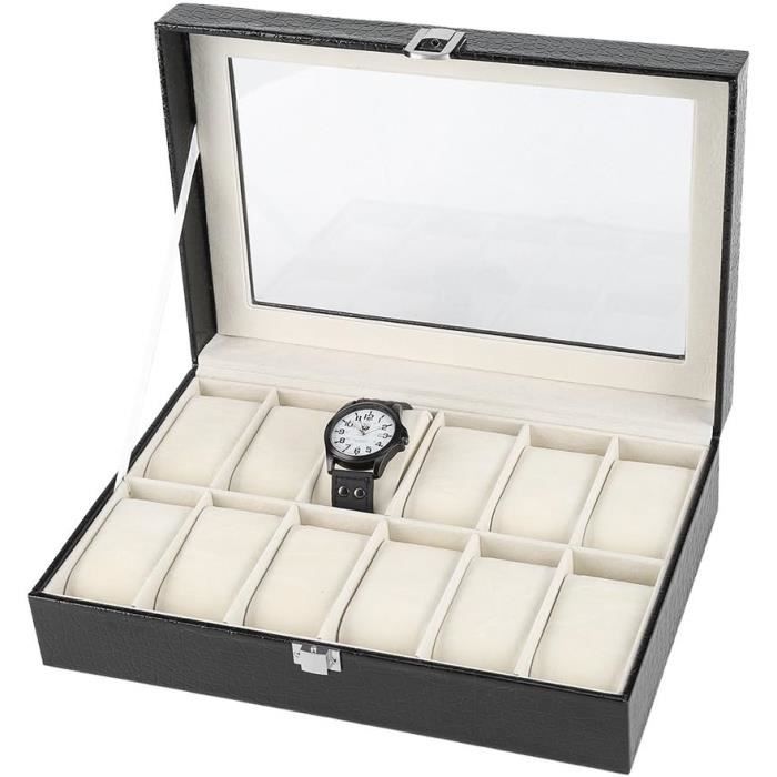 Boîtes à montres 12 cases noir main image 1