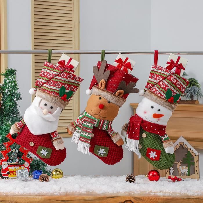 Lot de chaussettes de Noël Grandes bottes de Père Noël à