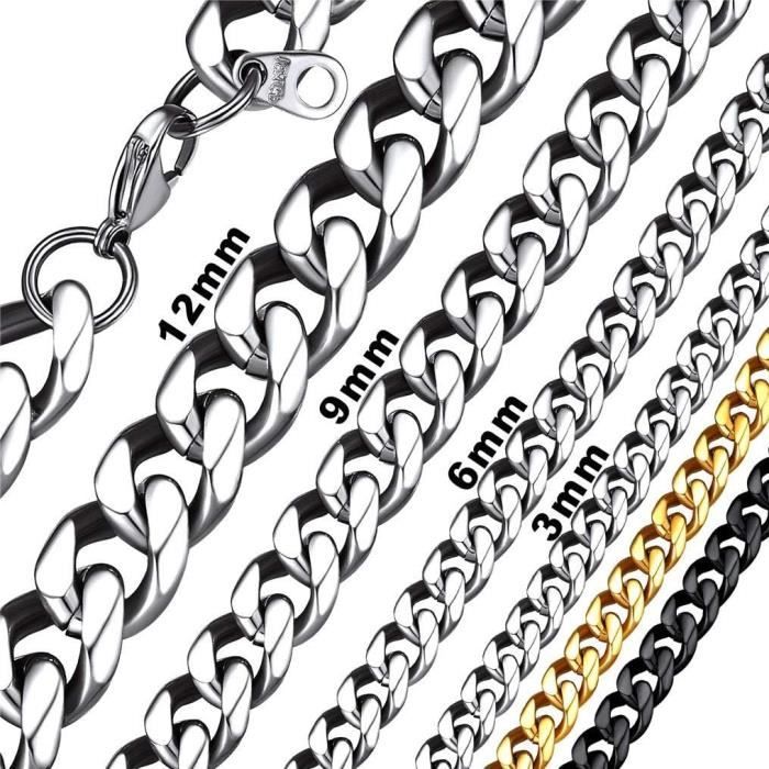Mikovivi Chaîne Cubaine 5mm, Collier en Acier Titane Argenté Cool Chaînes pour Le Cou Résistantes et Inaltérables Accessoires Bijoux pour Hommes Femmes Hip Hop