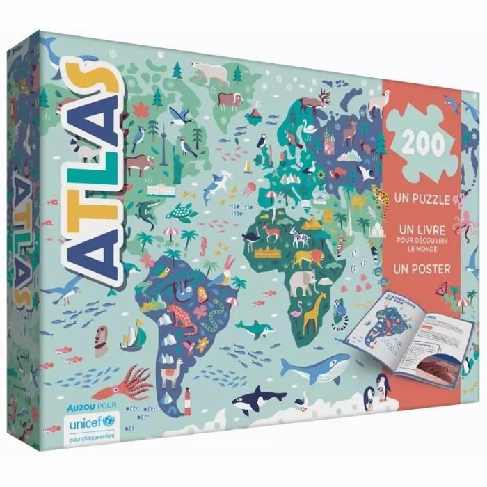 Ancien Puzzle Atlas Géographique - Jouet éducatif 1900