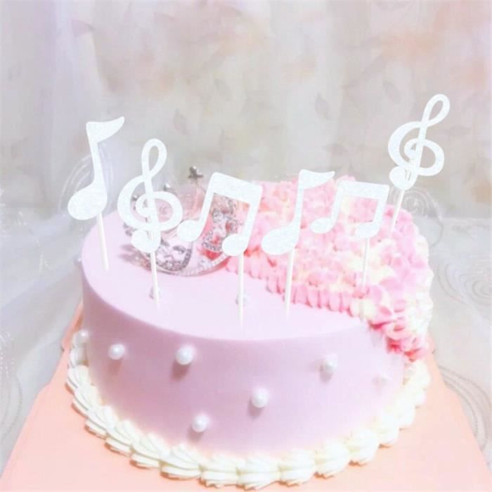 Décorations de gâteau à thème de dessin animé, 6 pièces, Notes de