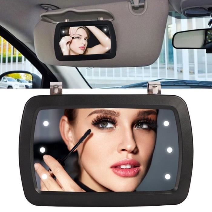 Miroir de vanité de voiture, auto-adhésif pour l'intérieur du pare-soleil