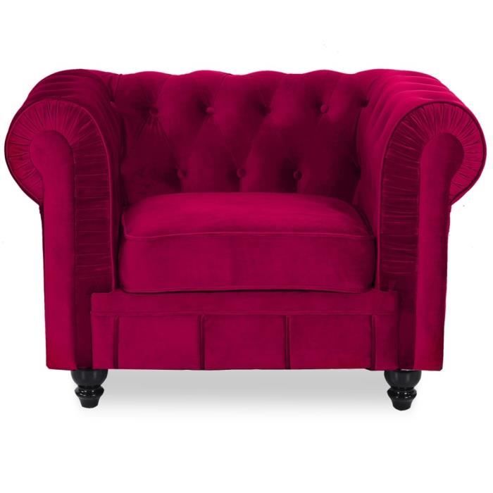 fauteuil chesterfield altesse rouge - tissu - classique