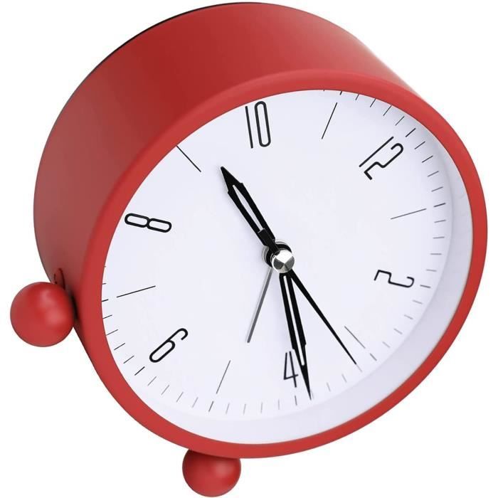 Réveil Classique En Bois Bordeaux - Réveil Silencieux Sans