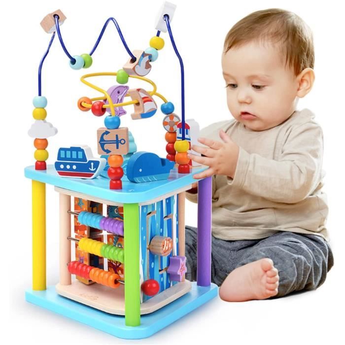 Labyrinthe De Perles En Bois Jacootoys – Circuit Animaux, Ventouse, Boulier Intégré, Dès 1 An