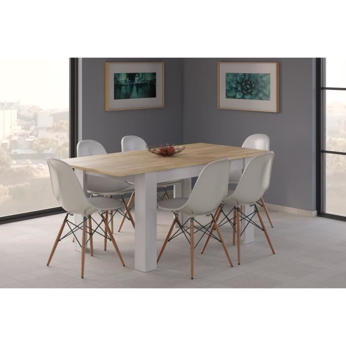 DMORA Table à rallonge Midland Console extensible pour salle à manger140/190x90h78 cm Chêne et Blanc
