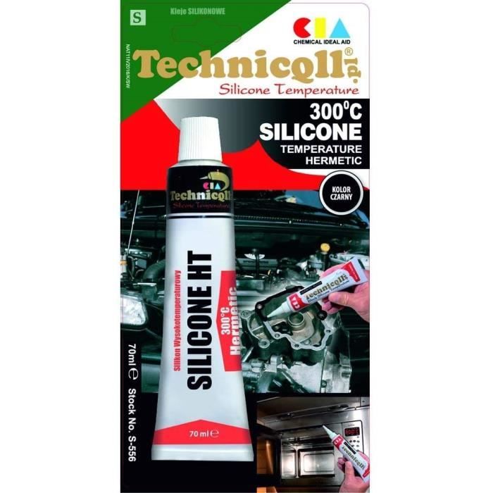 Mastic adhésif en silicone haute température noirthermorésistant jusqu