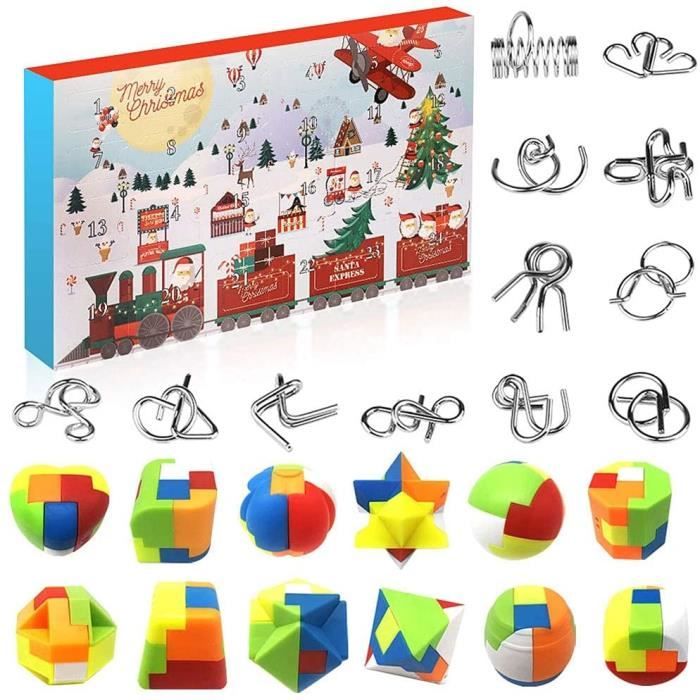 puzzle en métal et puzzle 3D en plastique 24 jouets à déverrouiller Calendrier de l/'Avent pour enfants pour enfants Puzzle Toys Calendrier de l/'Avent 2021