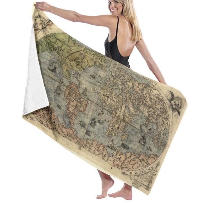 LGCK Serviette De Plage 3D Carte Du Monde Peinte Anti Sable Microfibre Homme Femme L XL XXL Drap De Plage Enfants Adulte Serviette Piscine De Bain