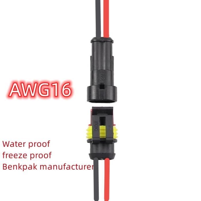 5 Paires De Connecteurs étanches 2 Broches 16AWG Mâle/femelle Pour Bandeaux LED, Noir, 300W Max