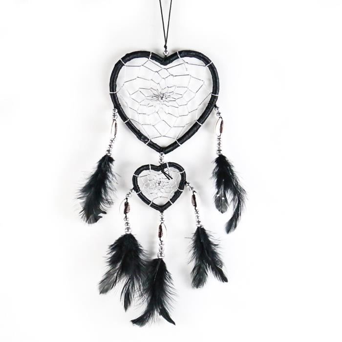 Attrape-Rêve Blanc 60cm - Pendentif Cœur Creux Et Plume Style Bohème Pour Décoration Maison