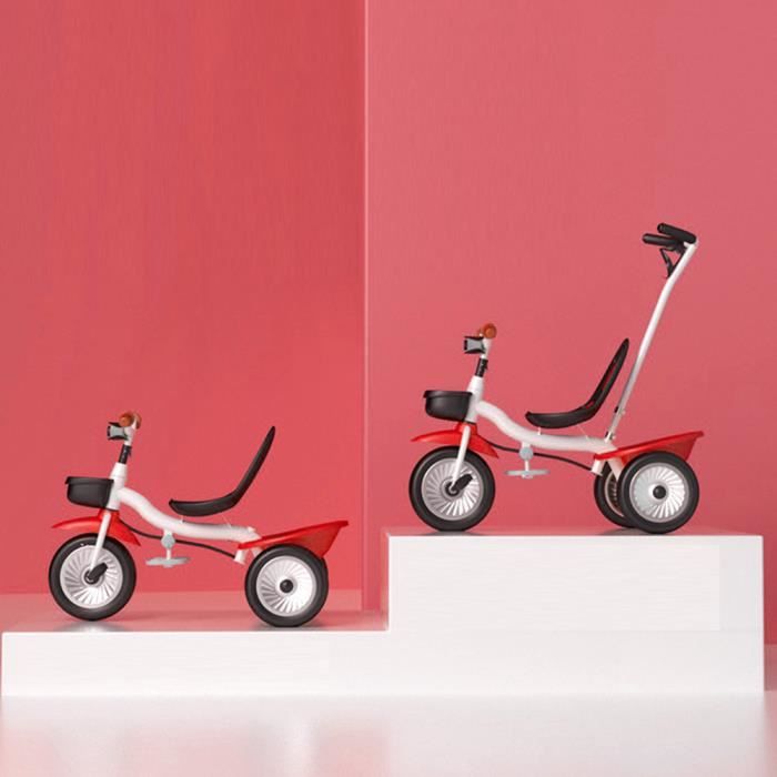 YIS Tricycle Evolutive Vélo pour Enfant 16 mois à 6 ans - 3 en 1 - Canne Parentale Amovible + Pédale pliable + Grand Panier - Rouge