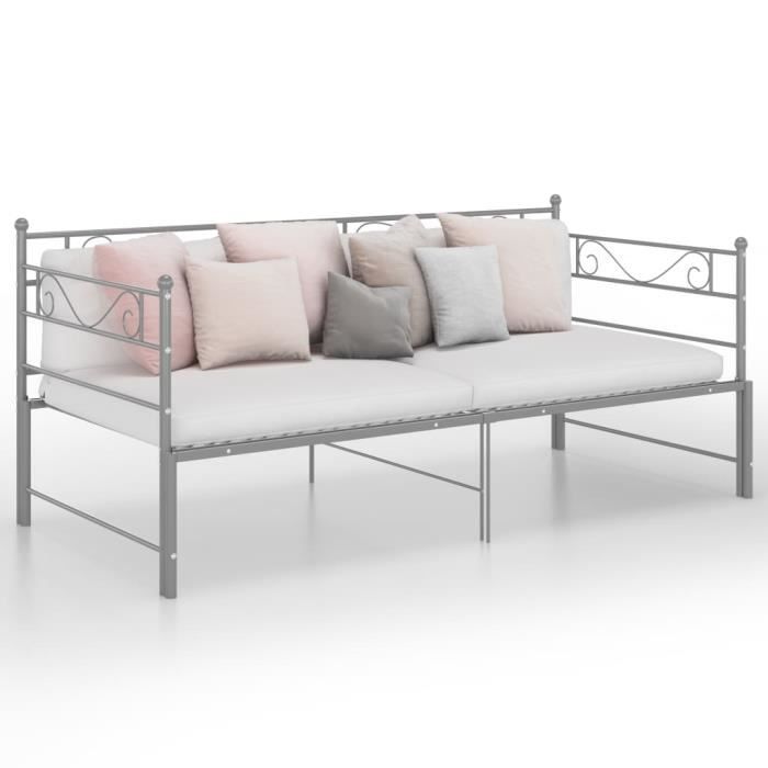 Canapé-lit extensible Jaconde© - Gris Métal - 90x200 cm - 2 places - Style Contemporain