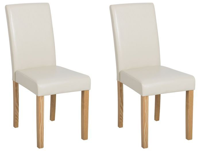 Lot de 2 chaises de salle à manger en cuir PU beige BROADWAY