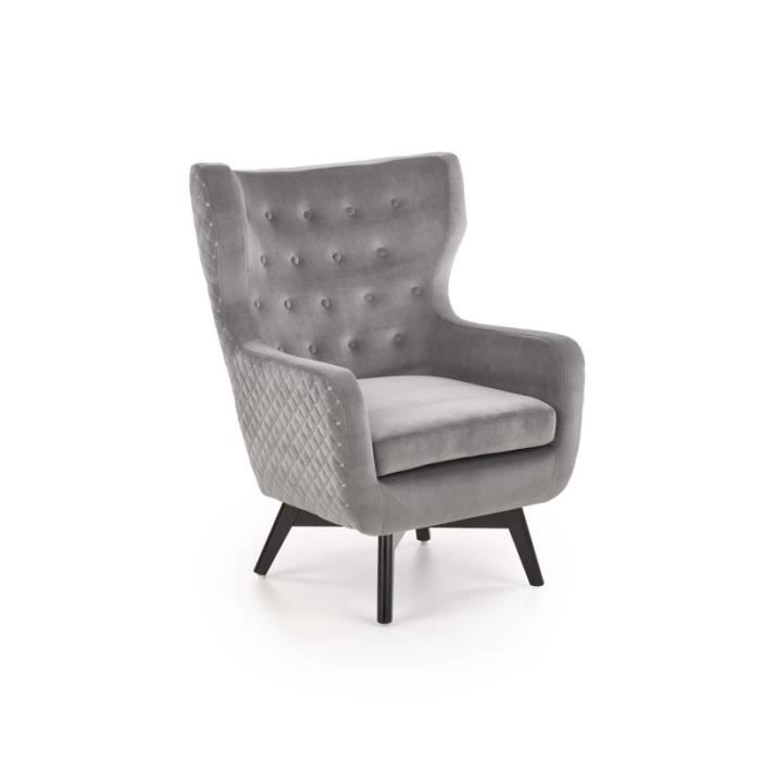 fauteuil en velours 75 x 83 x 103 cm - gris