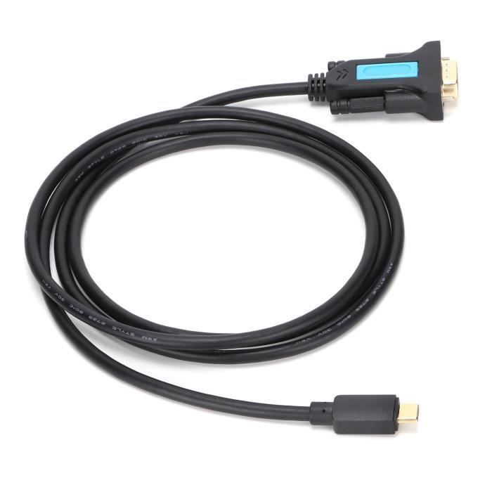 Câble USB-C Vers Série RS232 DB9 Mâle - Longueur 1,5 M, Pour Connexion Imprimante, Ordinateur Portable, Plug & Play