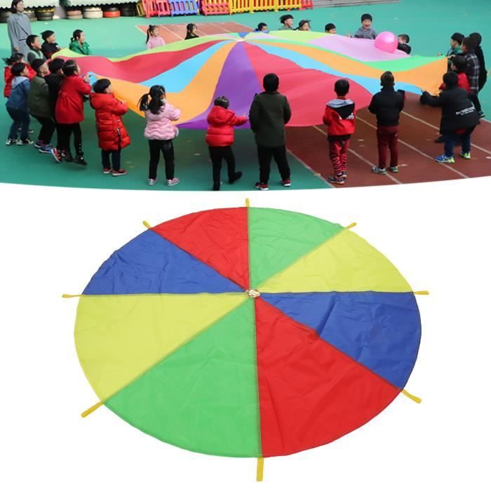 Relaxdays Parachute XXL Arc-en-Ciel 6 M – Jeu Géant 12 Poignées Pour Enfants, Jardin, Parc Et Anniversaire