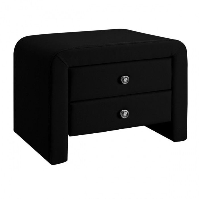 Table chevet design en simili cuir Eva - Noir