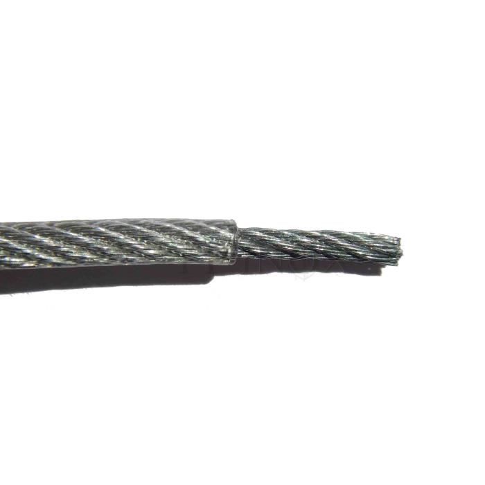 Cable inox Gainé PVC Transparent 3 x 4 mm inox VENDU AU Mètre