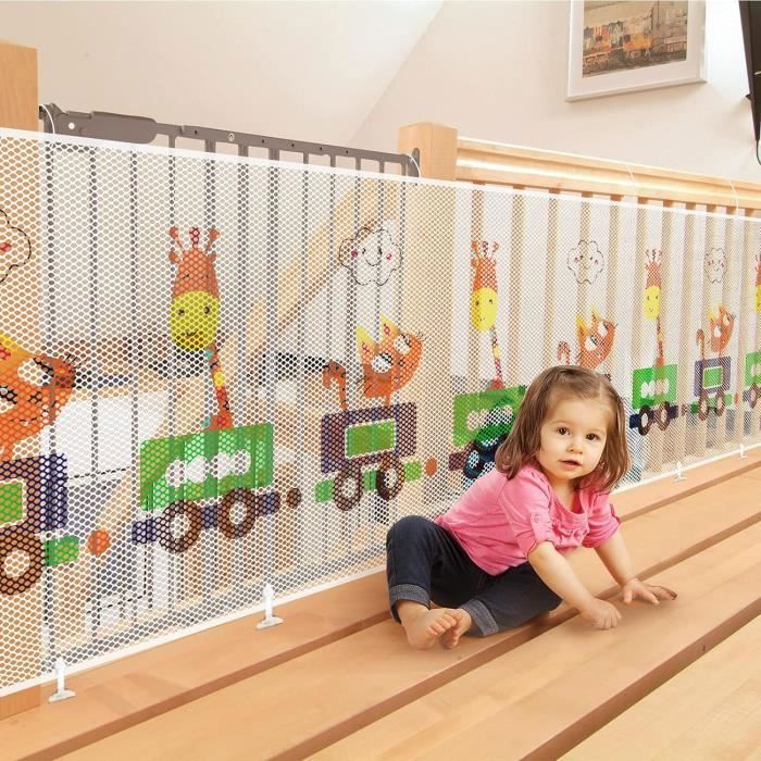 Barrière De Sécurité Enfant & Chien FKiZanthene – Filet Nylon, Sans Percer, Pour Escaliers Et Portes