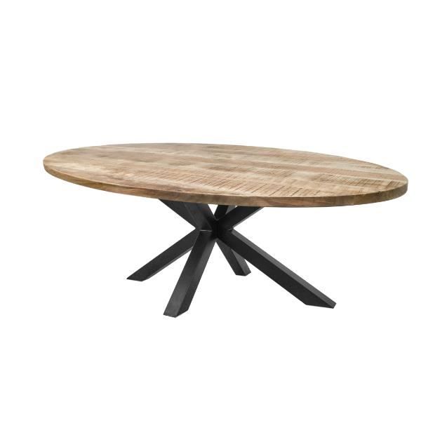 table de salle à manger ovale regina, a une longueur de 220 cm et une largeur de 100 cm. fabriquée en bois de manguier massif ave...
