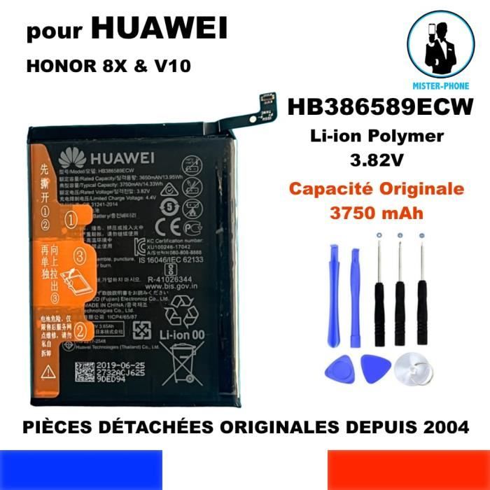 BATTERIE ORIGINALE HUAWEI HB386589ECW Honor 8X V10 3750mAh OEM ORIGINE + KIT OUTILS GENUINE BATTERY TOOLS