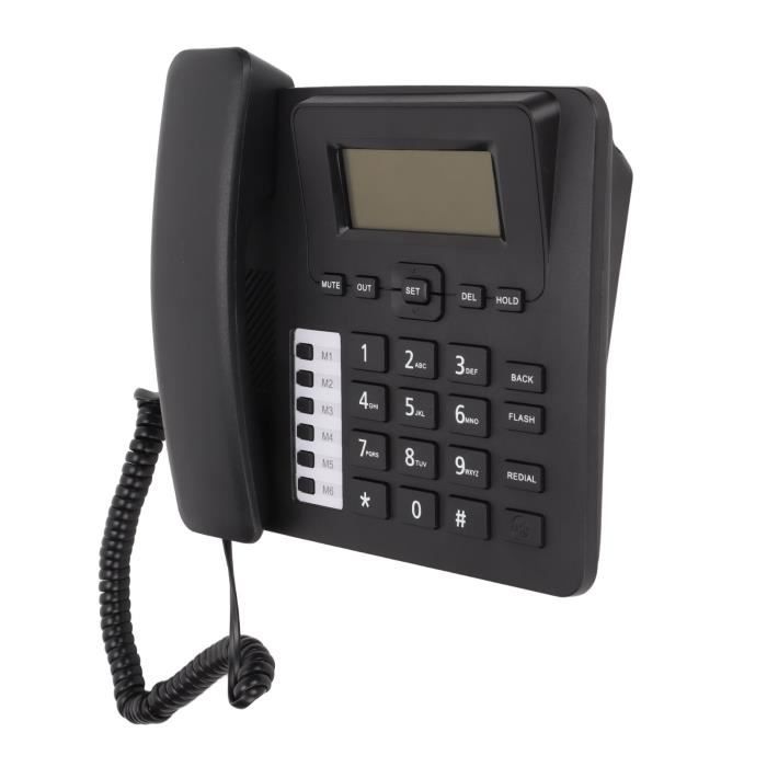VBESTLIFE Téléphone Fixe, Téléphone Filaire de Bureau Téléphone Numérique  placé sur Le Bureau, la Maison ou monté sur Un Mur(Noir)