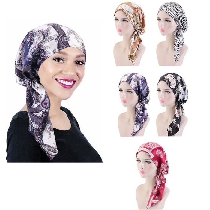 XEPST 3 Pièces Femmes Bonnet Turban Chimio Sous-cape Écharpe Casquette