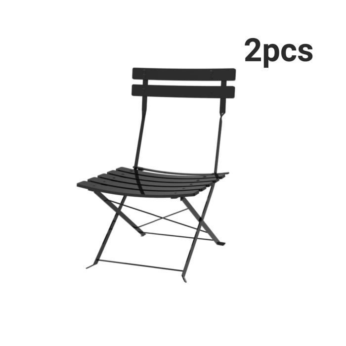 chaises bistrot en acier métal thermolaqué noir - mengda - pliant - jardin - extérieur