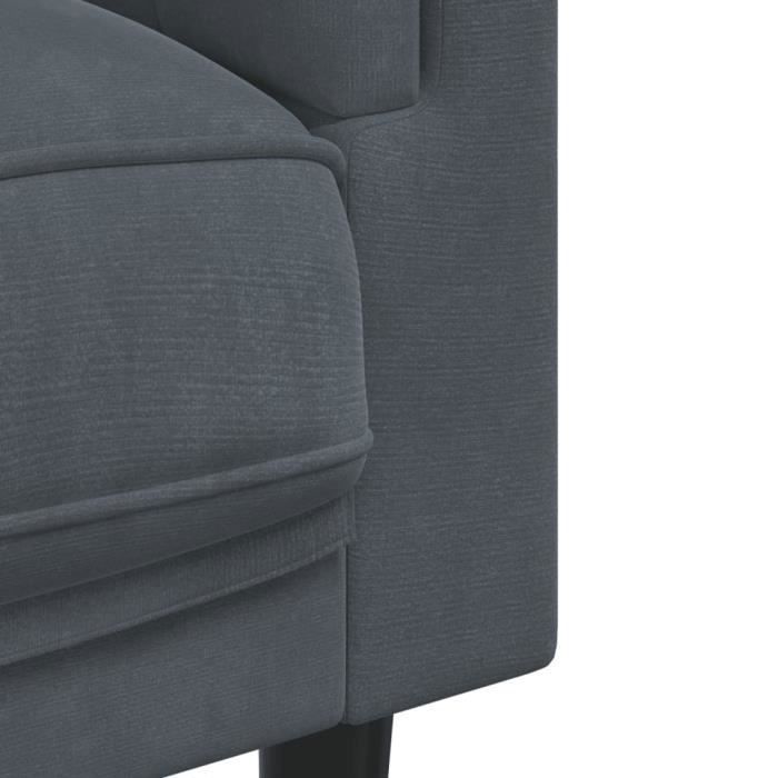 Fauteuil - MOTHINESSTO - Modèle avec coussin - Velours gris foncé - Dimensions 71x77x70 cm - 1 place