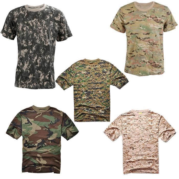 Vaorwne Nouvelle chasse de camouflage exterieur T-shirt Respirant pour homme Sport Camo Camp Tees CP Vert S