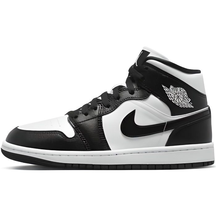 Basket NIKE W JORDAN 1 MID - Mixte - Cuir - Noir/Blanc