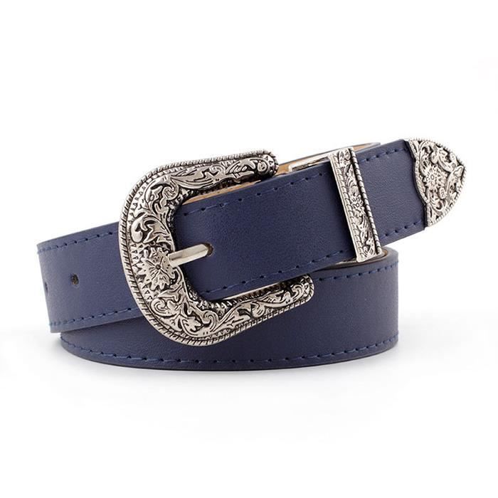 Ceinture Femme FUNMOON Cuir veritable Suture de voiture 180cm Bleu marine Bleu marine Cdiscount Pret a Porter