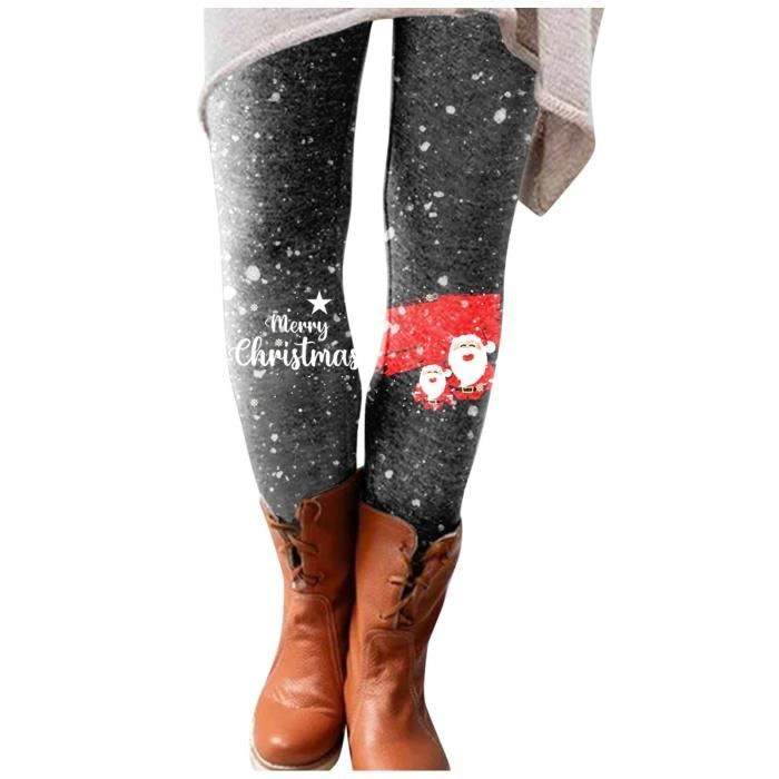 Legging De Noël Femme - Motif Humoristique Père Noël Et Bonhommes De Neige - Taille Haute élastique - Pour Sport, Fêtes, Quotidien D'hiver
