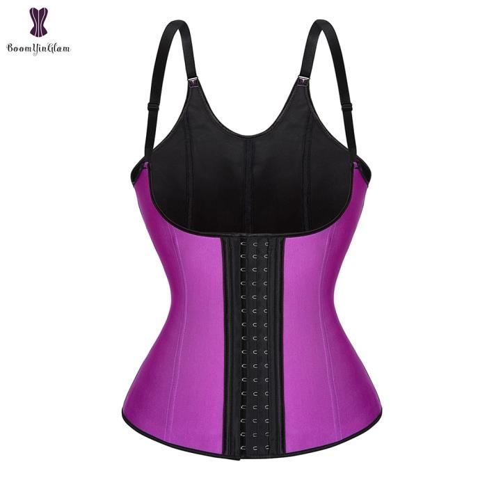 Bustiercorset,Gilet en Latex à bretelles réglables pour femmes