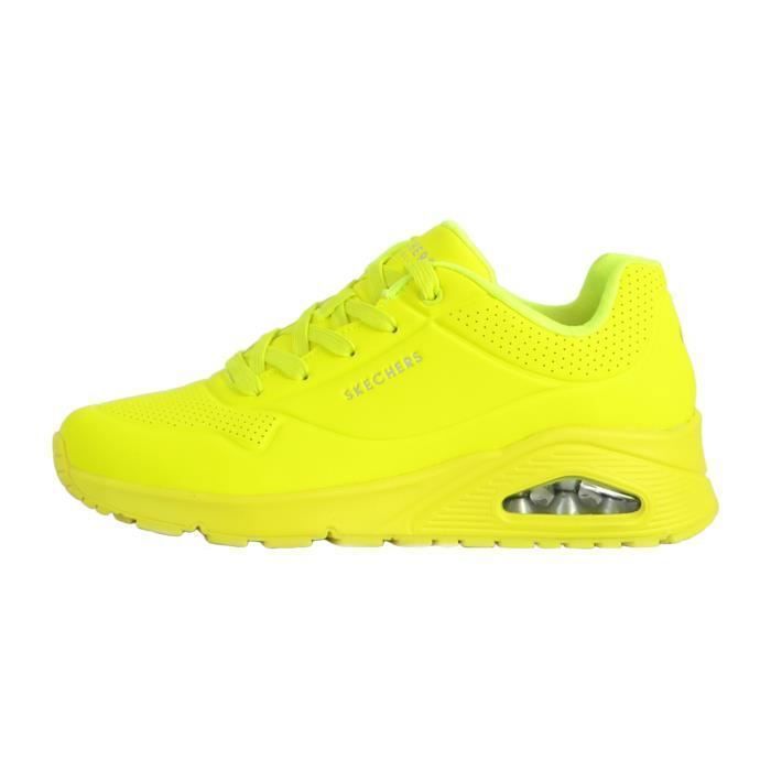 Skechers Tennis Basket Basses Femme - Skechers Night Shades - Jaune - Confort Exceptionnel