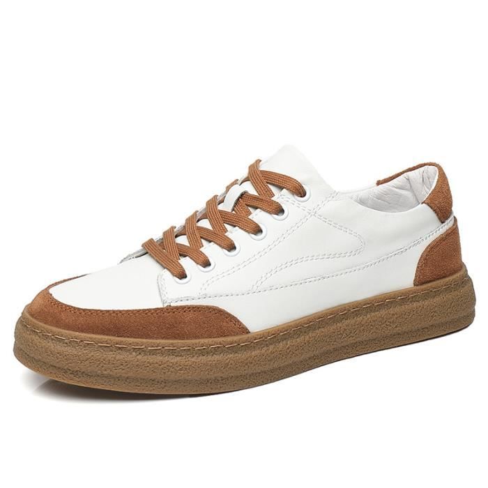 Baskets Mode Homme Sneakers en Cuir Vintage Plat Chaussure de