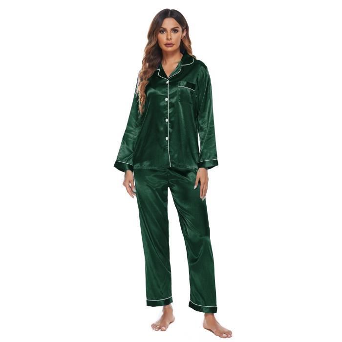 ✨ Pyjama Femme Confort & Élégance – Vert ✨