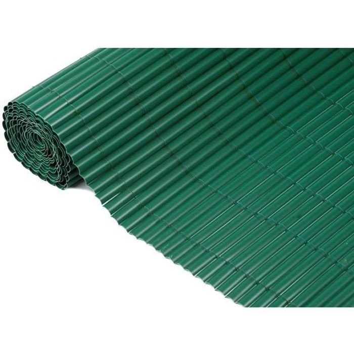 Canisse double face PVC vert - 1,5 x 5 m - 100% occultant - 1000 g/m² - Set de fixation - NATURE