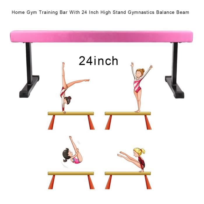 24 pouces poutre d'équilibre à la maison Barre d'entraînement de gymnastique  de support élevé rose - Cdiscount Bricolage