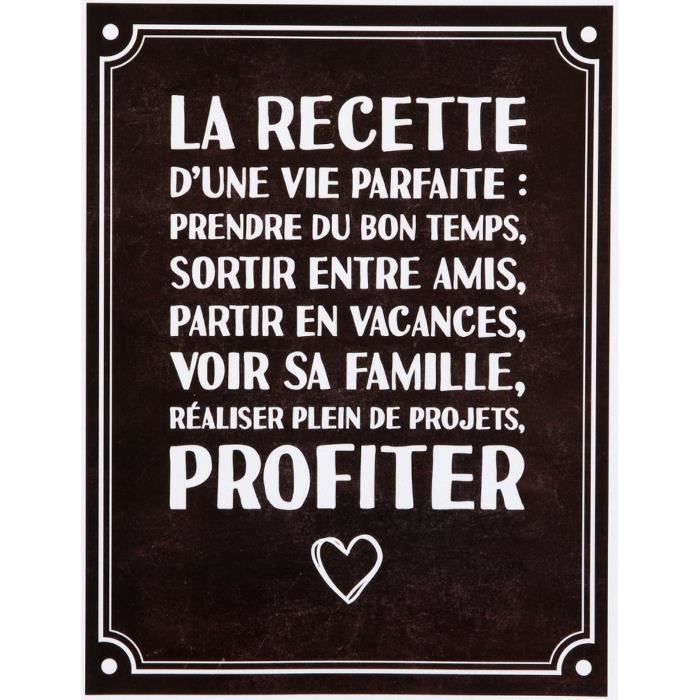 Planche Stickers Citation Recette Vie Parfaite Fond Noir Cdiscount Maison