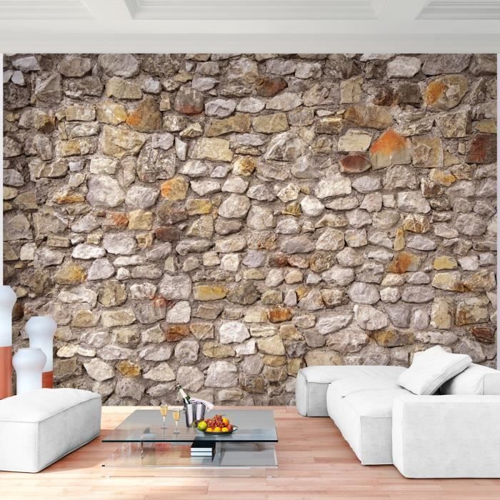 Runa Art Papier Peint Intissé 396 X 280 Cm Steinwand Effet 3D | Toison