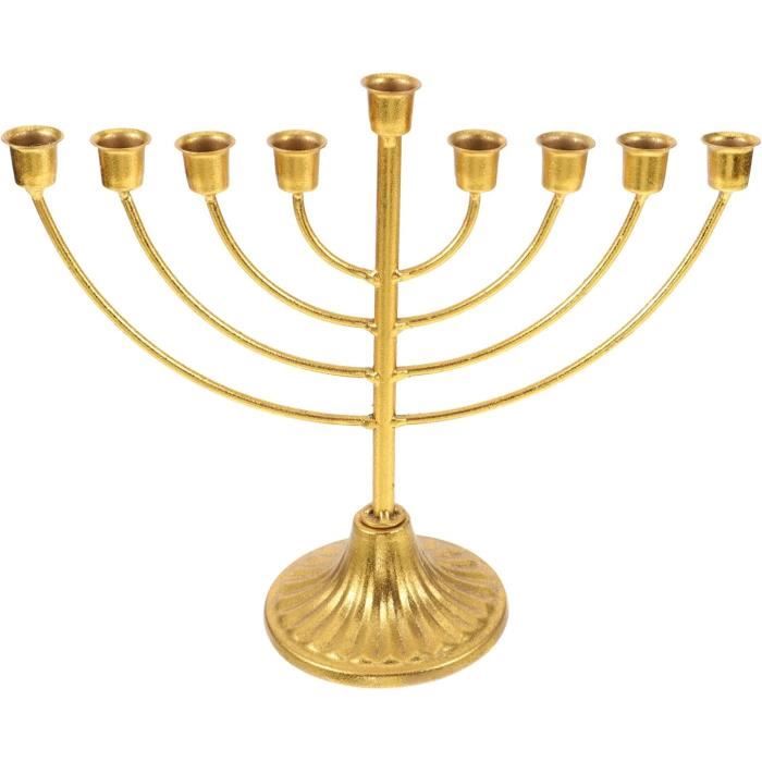 Bougeoir menorah Hanoukka en laiton et métal - Ressourcerie Histoires