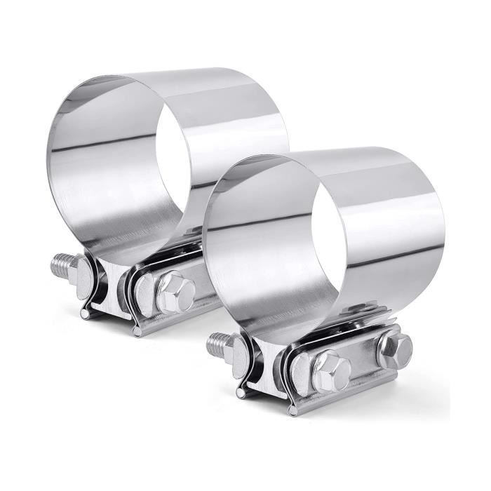 Collier Serrage Bande Echappement Collier De Serrage Échappement 63mm/2.5 - Raccord Turbo Aluminium | Pour Tuyau Catback | Fixation Boulons Haute Résistance Clapet Echappement
