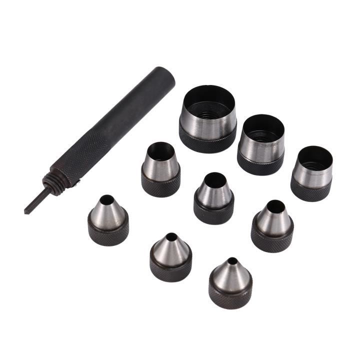 Gabarit De Découpe,14 pièces rond creux poinçon ensemble en cuir artisanat poinçon outil creux